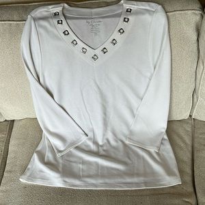 Chico’s white sweater silver accents size 3